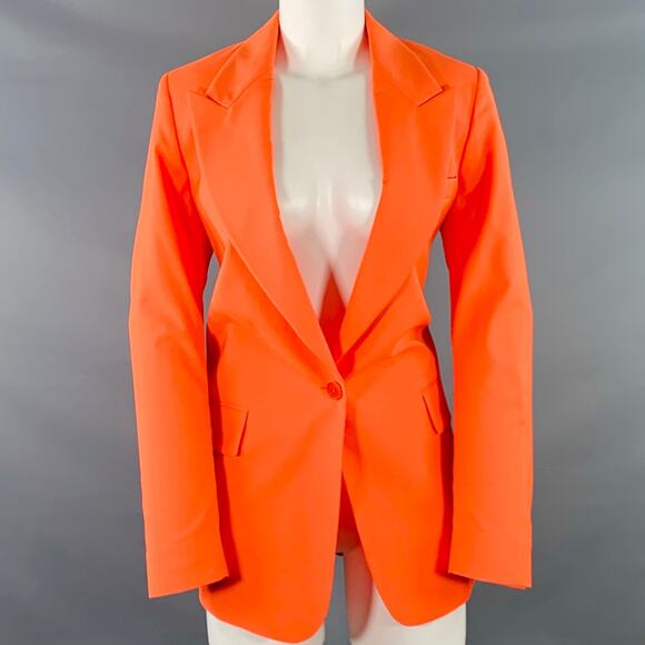 MSGM Size 6 Orange Wool Peak Lapel Jacket Blazer - Picture 1 of 10